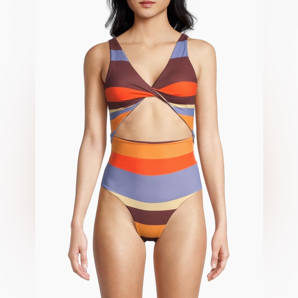 CALA DE LA CRUZ***Striped Multicolor Cutout Swimsuit**Sm. $295